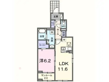 フローラーリア橘I(1LDK/1階)の間取り写真