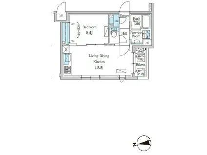 デュオフラッツ千歳船橋(1LDK/1階)の間取り写真