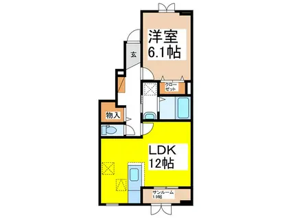 アルモニー・ワイ(1LDK/1階)の間取り写真