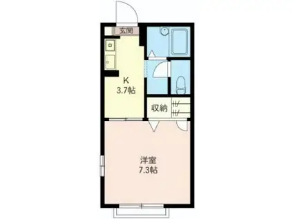 シエロアスールB(1K/1階)の間取り写真