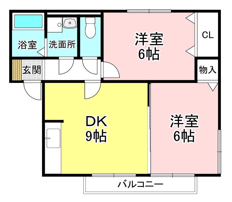 グローバルハウスEN(2DK/1階)の間取り写真