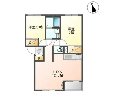 グレイス(2LDK/1階)の間取り写真
