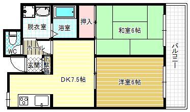 ボヌールⅡ(2LDK/3階)の間取り写真