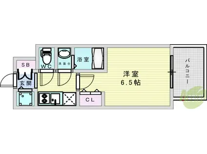 レジュールアッシュOSAKAGATEWAY(1K/9階)の間取り写真