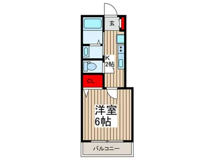 入間市豊岡1丁目 1K(1K/3階)の間取り写真