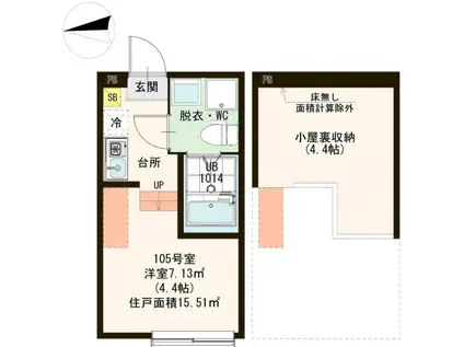 ハーモニーテラス北加平町II(ワンルーム/1階)の間取り写真