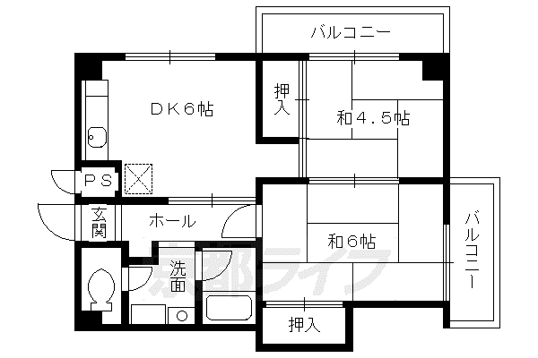 ウッドベルハイム(2DK/2階)の間取り写真