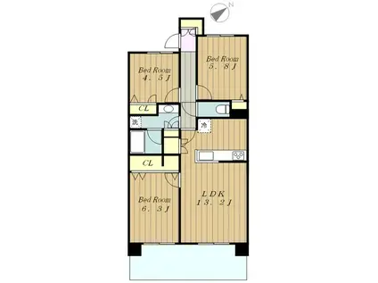 ブルーミングレジデンス相武台前(3LDK/7階)の間取り写真