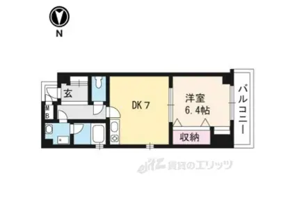 ランブラス二条御幸町(1DK/3階)の間取り写真