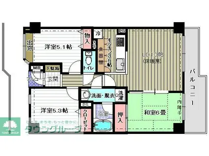 アークエルム長津田II(3LDK/6階)の間取り写真