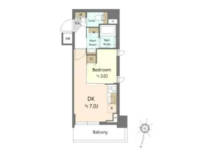 SHOKEN RESIDENCE西馬込(1DK/3階)の間取り写真