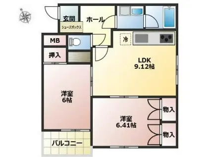 マインハイム根津(2LDK/2階)の間取り写真