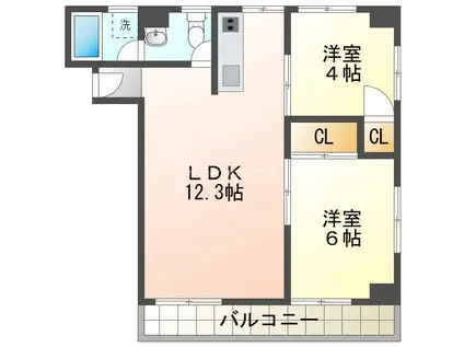 第5大貴ビル(2LDK/5階)の間取り写真
