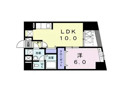 ヒラキ門前仲町(1LDK/10階)の間取り写真