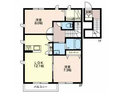 エターナル(2LDK/2階)の間取り写真