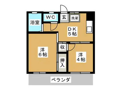 ドミールS(2DK/1階)の間取り写真