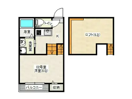 クラリス竹下(1K/1階)の間取り写真