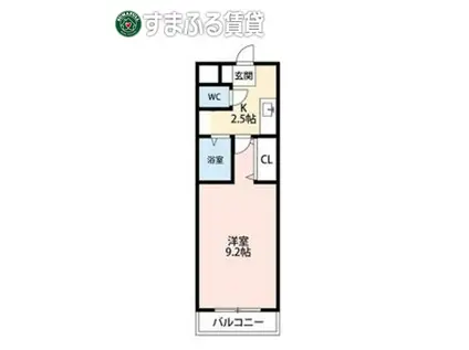 A・CITY弁天(1K/2階)の間取り写真