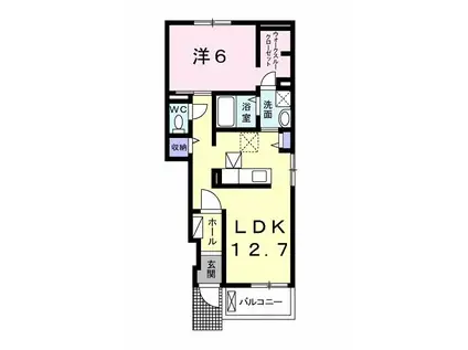ラインハイトII(1LDK/1階)の間取り写真