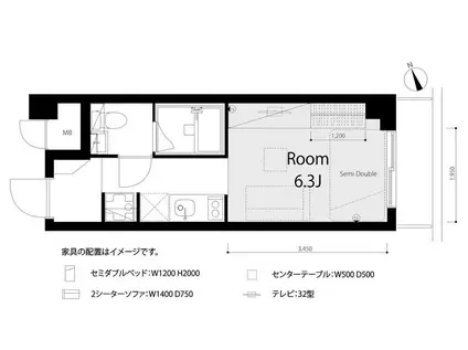 モナークマンション柿の木坂(ワンルーム/1階)の間取り写真