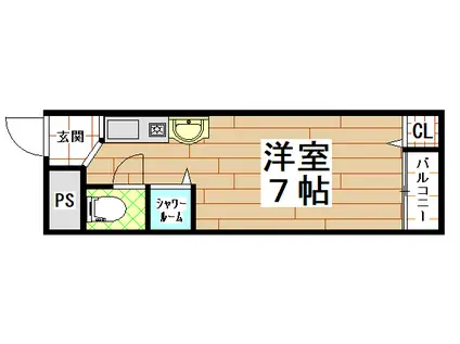 サンライズ長瀬(ワンルーム/4階)の間取り写真