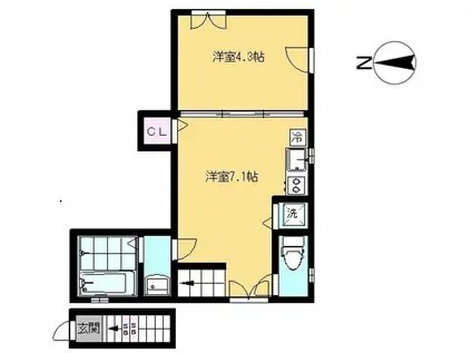 ノイエ桜台(1LDK/2階)の間取り写真
