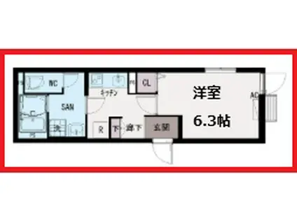イクシオ栗原(1K/2階)の間取り写真