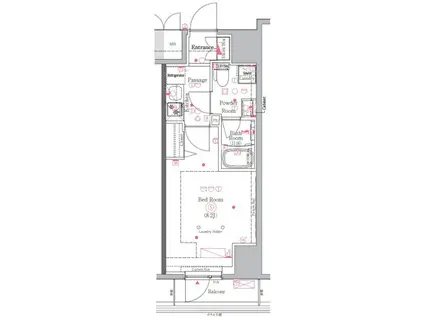 ジェノヴィア川崎Ⅲ(1K/9階)の間取り写真