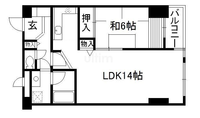 レトロマンションIV(1LDK/4階)の間取り写真