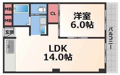 コーポ陣内I(1DK/2階)の間取り写真