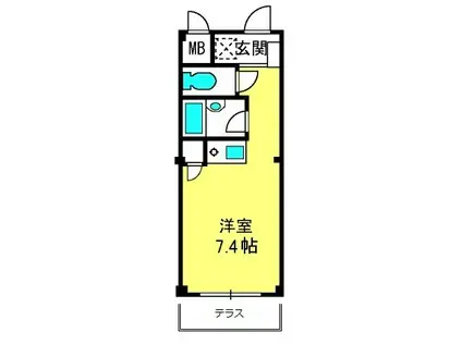 宮町マンション(ワンルーム/1階)の間取り写真