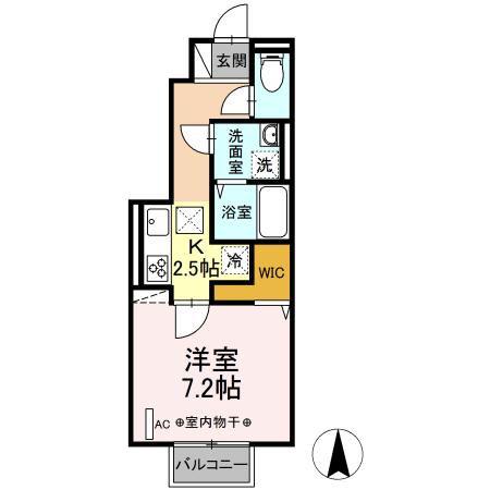 D-ROOM小倉寺 A(1K/1階)の間取り写真