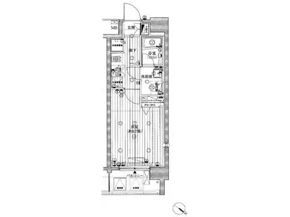 プレール・ドゥーク東京CANAL(1K/4階)の間取り写真