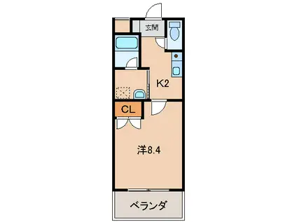 ル・マンA3番館(1K/2階)の間取り写真