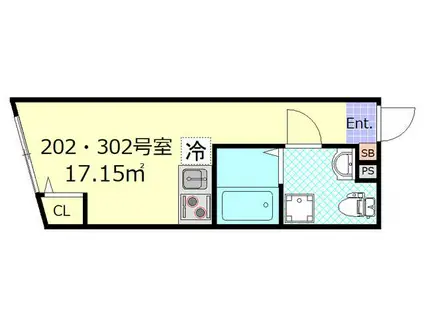 NORDIC五反野(ワンルーム/3階)の間取り写真