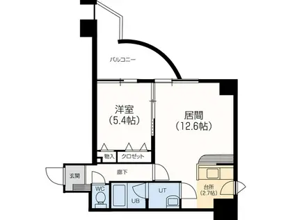 グランデフィラII(1LDK/4階)の間取り写真