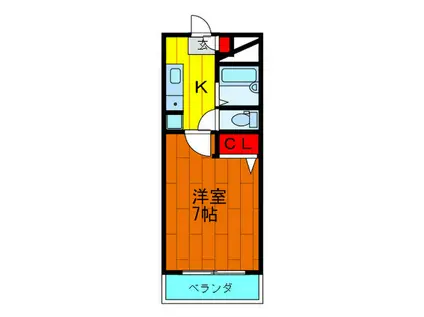 ファーストマンション(1K/2階)の間取り写真