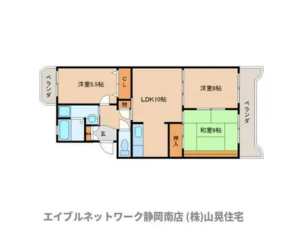 パームタウンA棟(3LDK/3階)の間取り写真