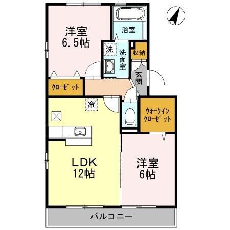 マインパレスIIB棟(2LDK/1階)の間取り写真