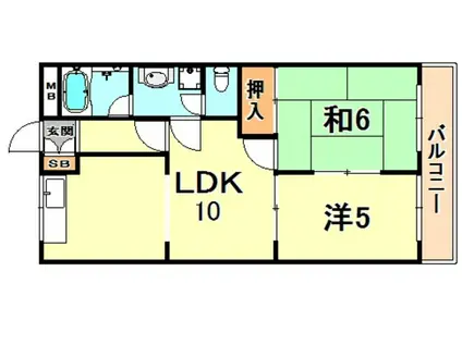 ファミリーパレスA(2LDK/1階)の間取り写真