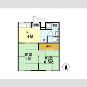 レスト北新川 A棟(2K/1階)の間取り写真