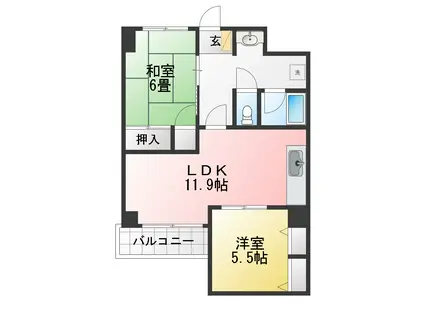 コーポホリウチ(2LDK/1階)の間取り写真