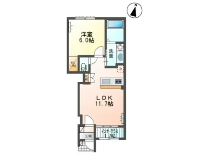 サンフィールド(1LDK/1階)の間取り写真