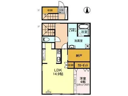 パシフィックヒルズ(1LDK/2階)の間取り写真