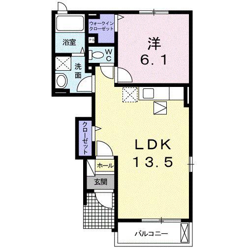 ゼファーI(1LDK/1階)の間取り写真