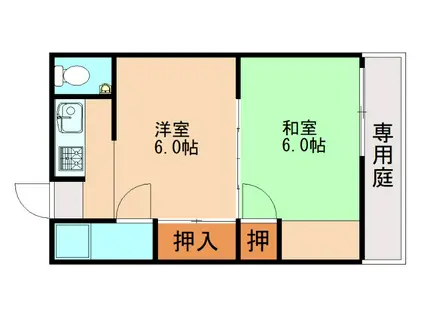 今中アパート(2DK/2階)の間取り写真