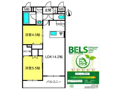 シエロ アズール(2LDK/2階)の間取り写真