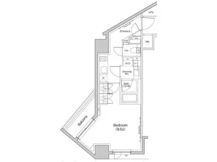 ザ・パークハビオ荏原中延プレイス(1K/3階)の間取り写真