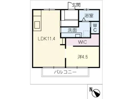 パナハイツみなみ(1LDK/1階)の間取り写真