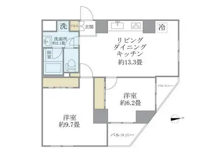 ISM石神井公園(2LDK/8階)の間取り写真